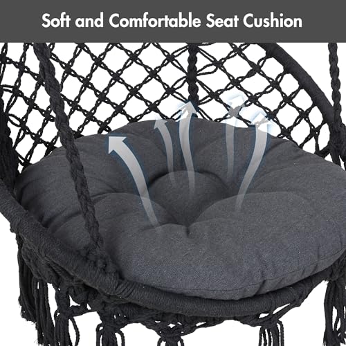 ANOW Macrame Hammock Chair with Stand, Heavy Duty, Max 400 Lbs, Natural D6144