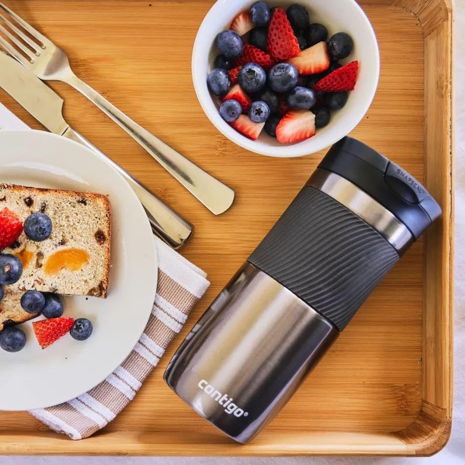 Contigo Byron Snapseal Travel Mug, Stainless Steel, 590ml, Black I34141
