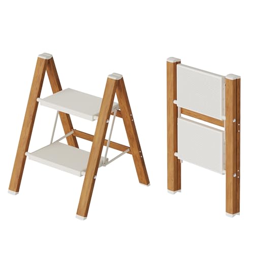 2 Step Lightweight Aluminum Folding Ladder with Anti-Slip Pedals, 330 lbs Capacity D5199