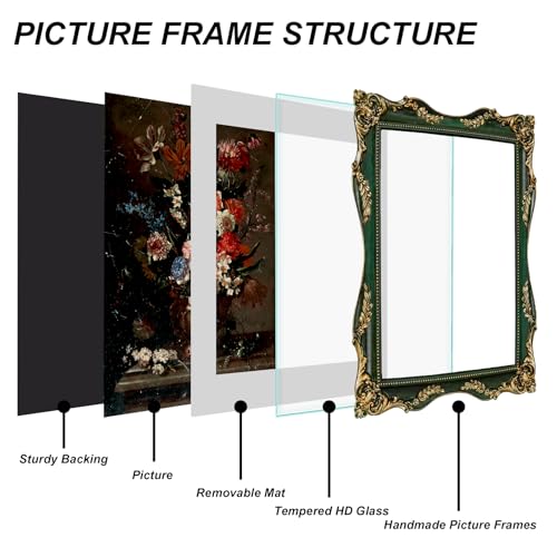 Black Vintage Picture Frame with Mat for 5x7 or 8x10 Photos E9622