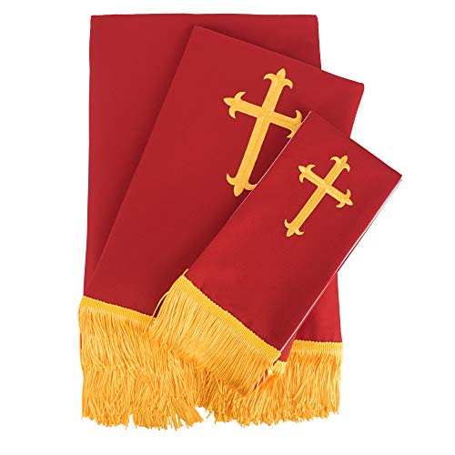 GraduatePro Reversible Parament Set Red White with Embroidered Gold Latin Cross I3710