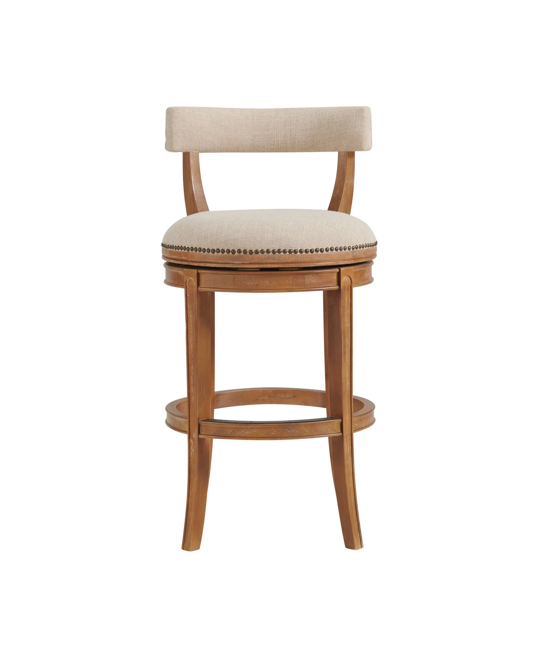 Alaterre Furniture Hanover Swivel Low Back Bar Stool, Weathered Brown and Beige B122812