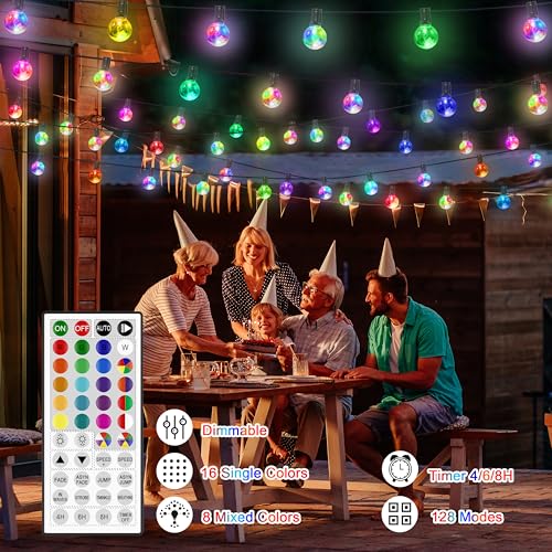 G40 LED Outdoor String Lights 30FT Connectable Waterproof with Remote I154
