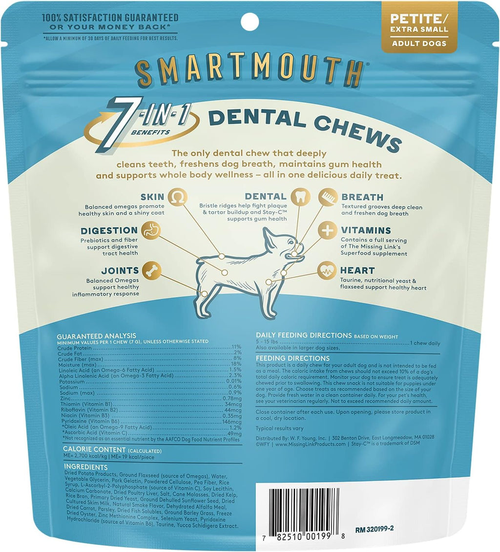 The Missing Link Smartmouth Dental Chew Treats for Small Dogs, 28 Ct J50879