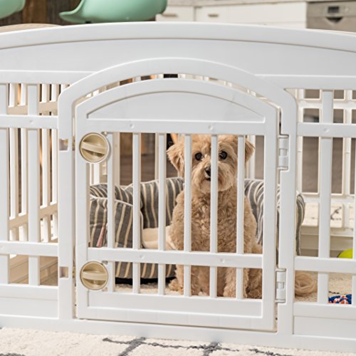 IRIS USA 4-Panel Dog Playpen with Door, 24" Height, Foldable, Black T693268