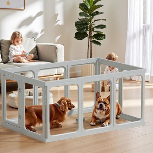 Clear Acrylic Dog Playpen 24" H Indoor Pet Fence for Puppy Small Dog Rabbit Cat R696