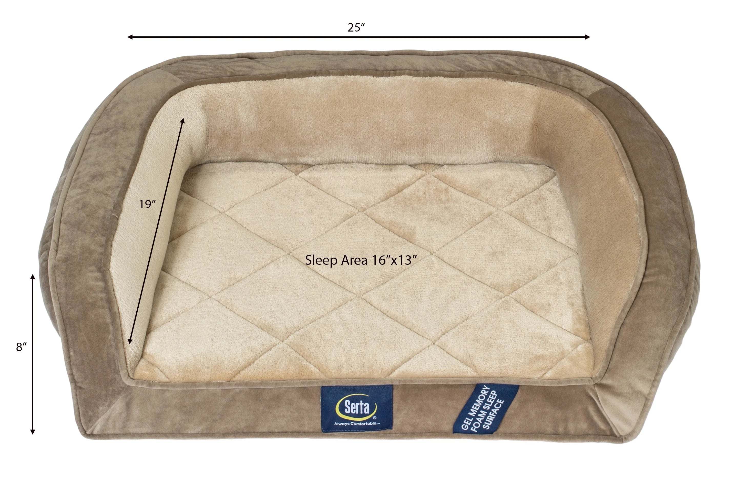 Serta Gel Memory Foam Ortho Dog Bed, Small Brown I2886