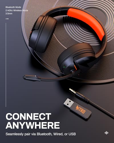 acer Wireless Gaming Headset for PS5, PC, Switch, Bluetooth 5.3, Noise Canceling Mic, Black X39806