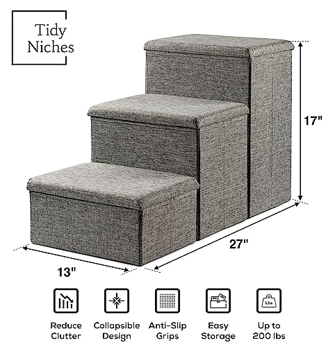Collapsible Dog Stairs by Tidy Niches for Small Dogs, Grey D92538