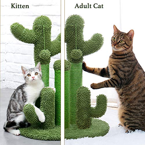 Cat Scratching Post Cactus Cat Scratcher with 3 Poles and Dangling Ball M83218