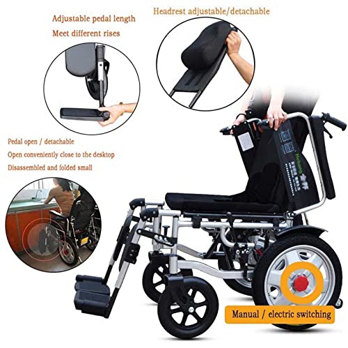 Heavy Duty Electric Wheelchair for Adults, Reclining, Foldable, Grey F887078