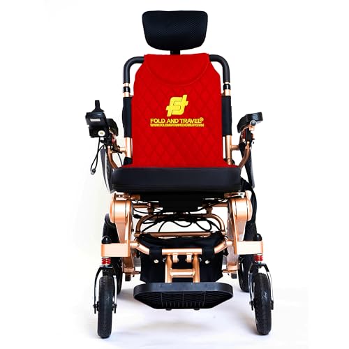 Enhanced Mobility Lightweight Foldable Electric Wheelchair for Seniors and Adults, Ideal Travel Companion with Portable Power Chair (1 Battery 15+ Miles Range, Blue Seat)
