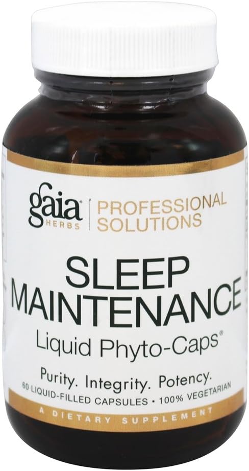 Gaia Herbs Pro Sleep Maintenance - Supports Restful Sleep & Stress Relief - with Ashwagandha Root, Passion Flower, Jujube Fruit & Seed & Magnolia Bark - 60 Vegan Liquid Phyto-Capsules (30 Servings)