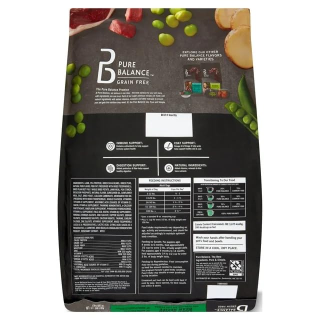 Pure Balance Grain-Free Dry Dog Food, Lamb & Fava Bean, 11 Lbs T5109