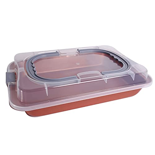 casaWare 9x13x2-inch Covered Rectangular Cake Pan with Wide Handles D51351