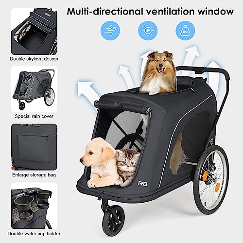 R8 Extra Large Foldable Pet Stroller for Large Dogs, Black I14277