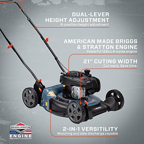 SENIX LSPG-M7 21-Inch Gas Push Lawn Mower with Briggs & Stratton Engine G2743