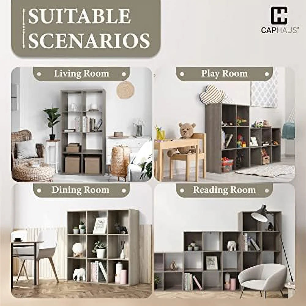 HOOMHIBIU 13-Inch Cube Organizer with Extra Thick Edge, Rustic Grey Oak and White P7187