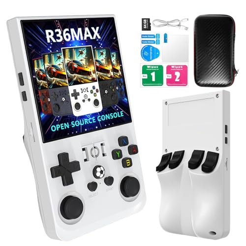R36MAX 2025 Retro Handheld Game Console - 4.0" IPS HD Screen, 64GB Built-in 18000+ Classic Games, Linux Open Source System, 4000mAh Battery, Portable Pocket Arcade for Adults & Kids