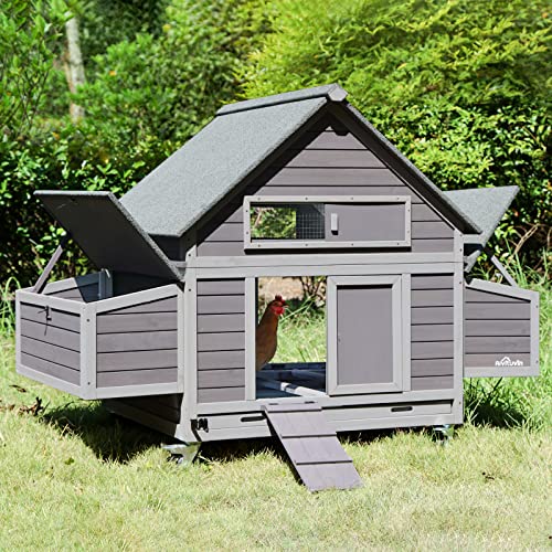 Aivituvin Portable Chicken Coop with Wheels, Outdoor Hen House with Nesting Box O828689