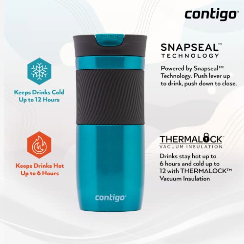 Contigo Byron Snapseal Travel Mug, Stainless Steel, 590ml, Black I34141