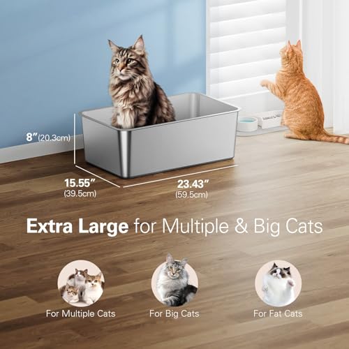 Stainless Steel Litter Box for Cat or Rabbit, Easy to Clean Z810
