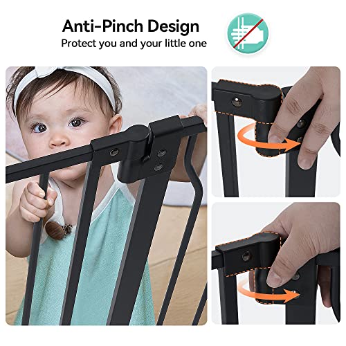 COMOMY Baby Gate with Adjustable Cat Door, Extra Wide Metal, Auto Close, 30" Tall, Black J721954