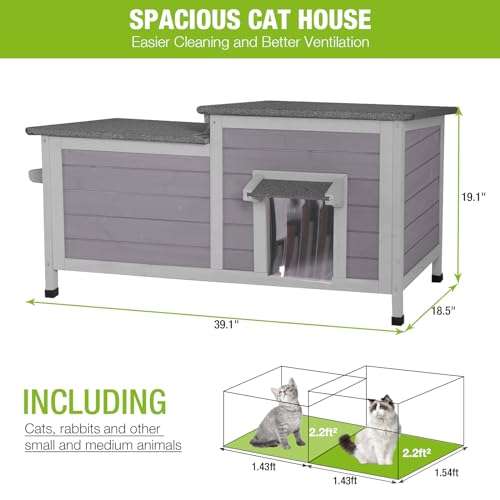 Outdoor Cat House Insulated Feral Kitty Shelter with Liner Weatherproof J989246