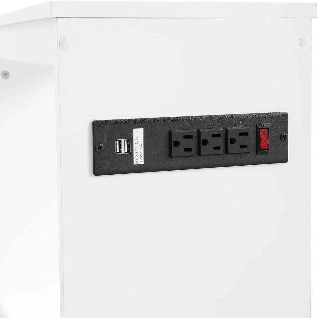 End Table with Charging Station for Living Room, USB Ports & Outlets Y492