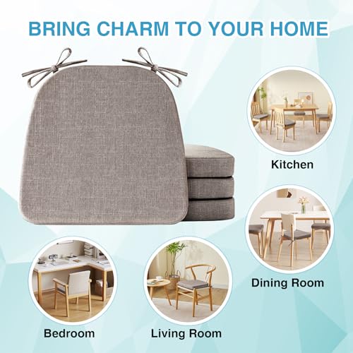 Chair Cushions for Dining Chairs Set of 4, Non Slip with Ties, Black H39445