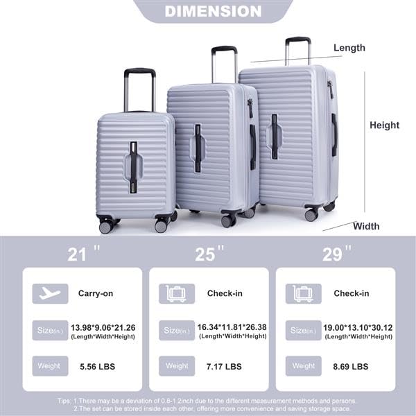 3 Piece Luggage Set PC+ABS Lightweight Suitcase with TSA Lock Dark Purple N259105