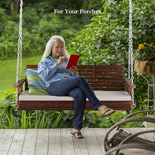 VINGLI Heavy Duty 880 LBS Patio Wooden Porch Swing with Extra Cushion, 5 FT Y211