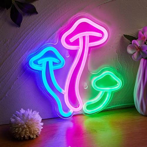 LED Neon Mushroom Sign USB Powered Night Light for Kids Room Decor F370