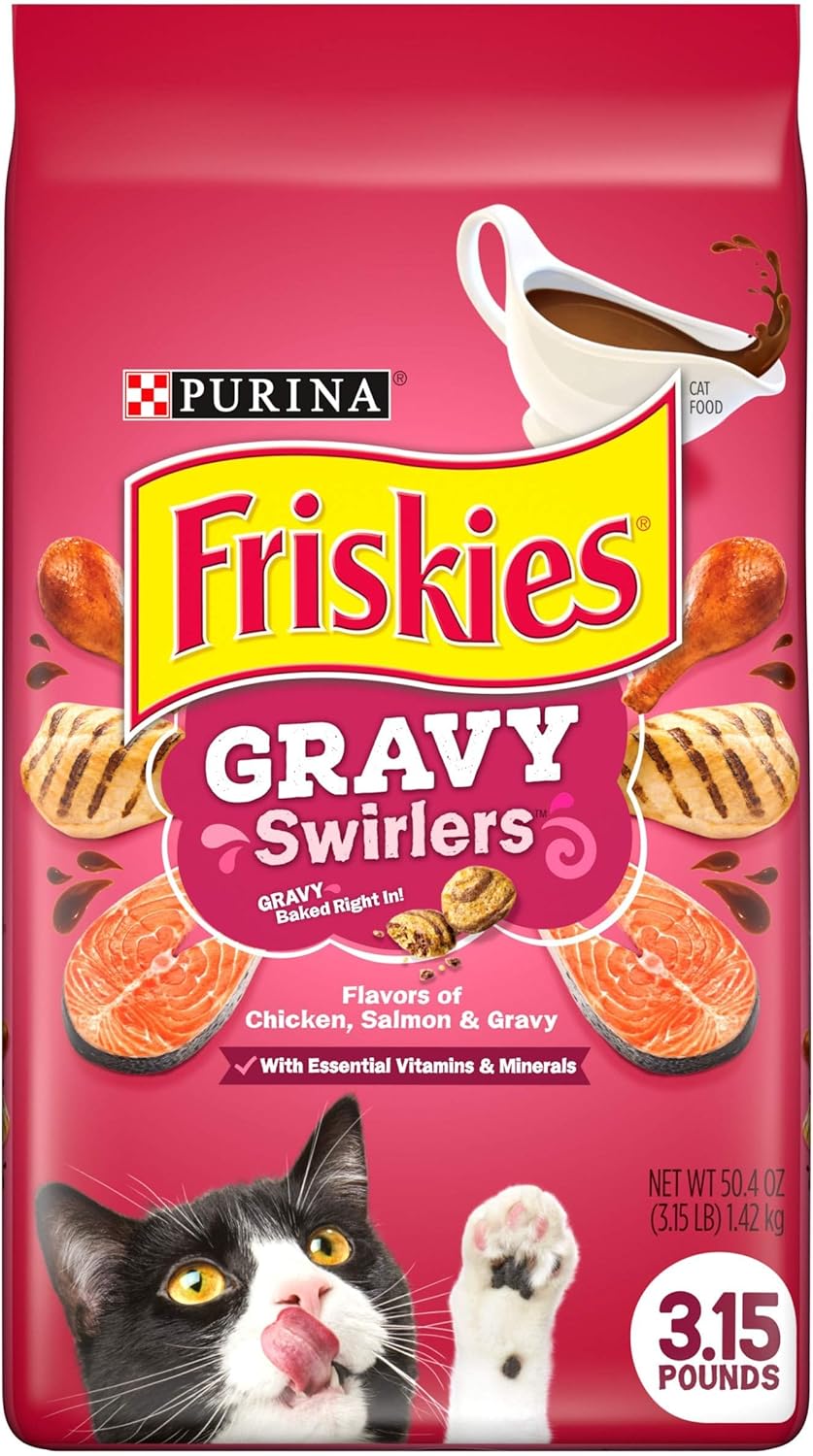 Dry Cat Food, Gravy Swirlers, 3.15 lb. Bag - 100 Percent Complete and Balanced Nutrition Formulated for All Life Stages