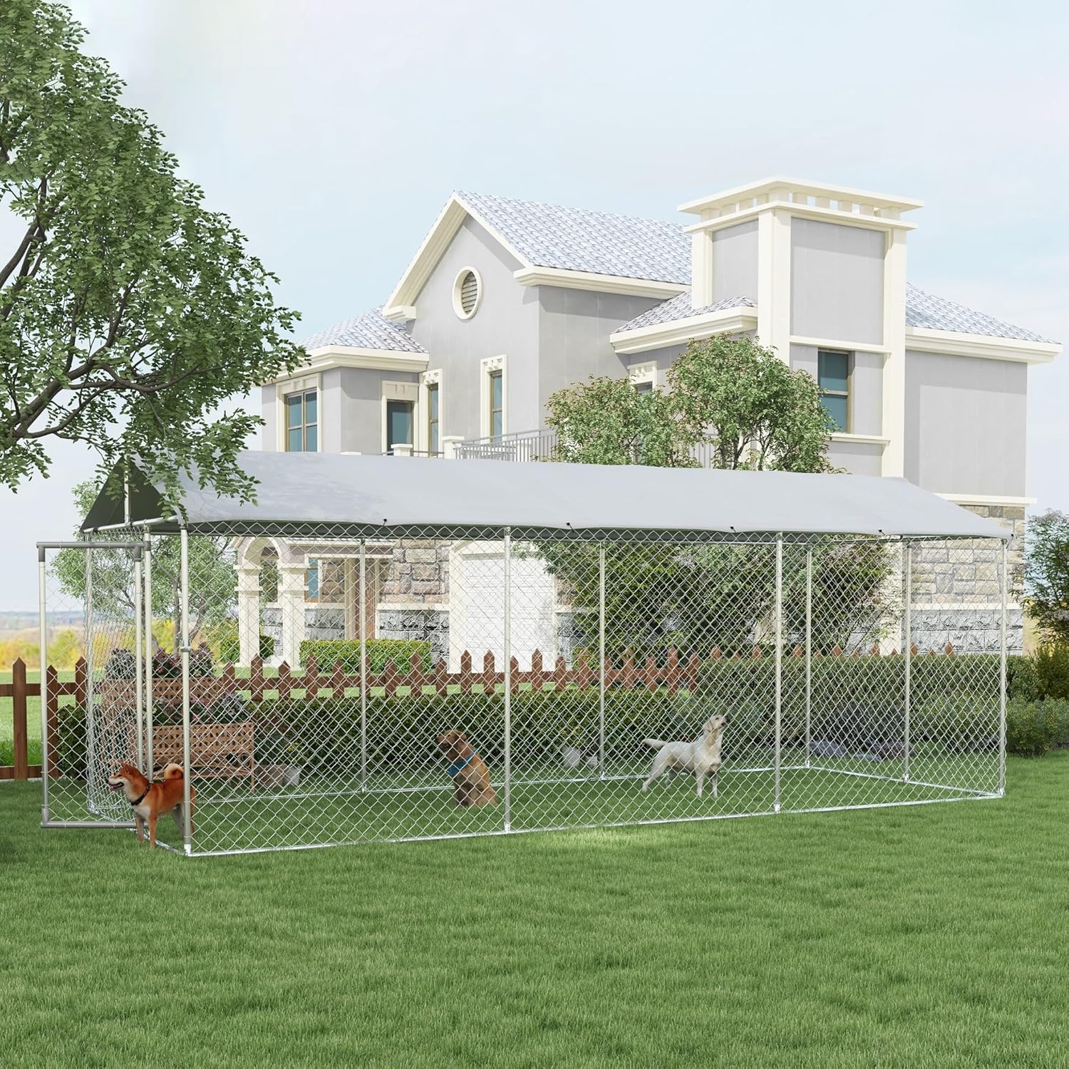 PawHut Large Dog Kennel Outdoor Heavy Duty Cage with Waterproof Cover K2938