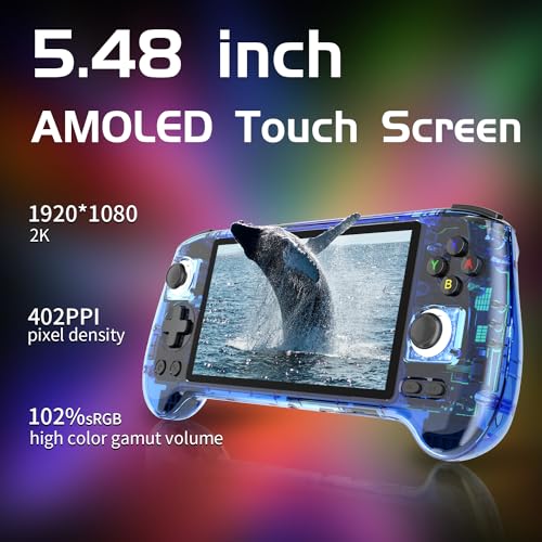 RG556 Handheld Retro Gaming Console with 5.48" AMOLED Display, Blue 256G P44862