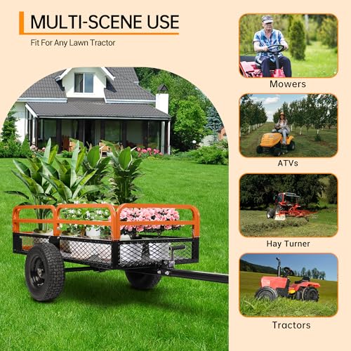 Heavy Duty Steel Dump Cart 1600 Lb Capacity Utility Garden Trailer X511