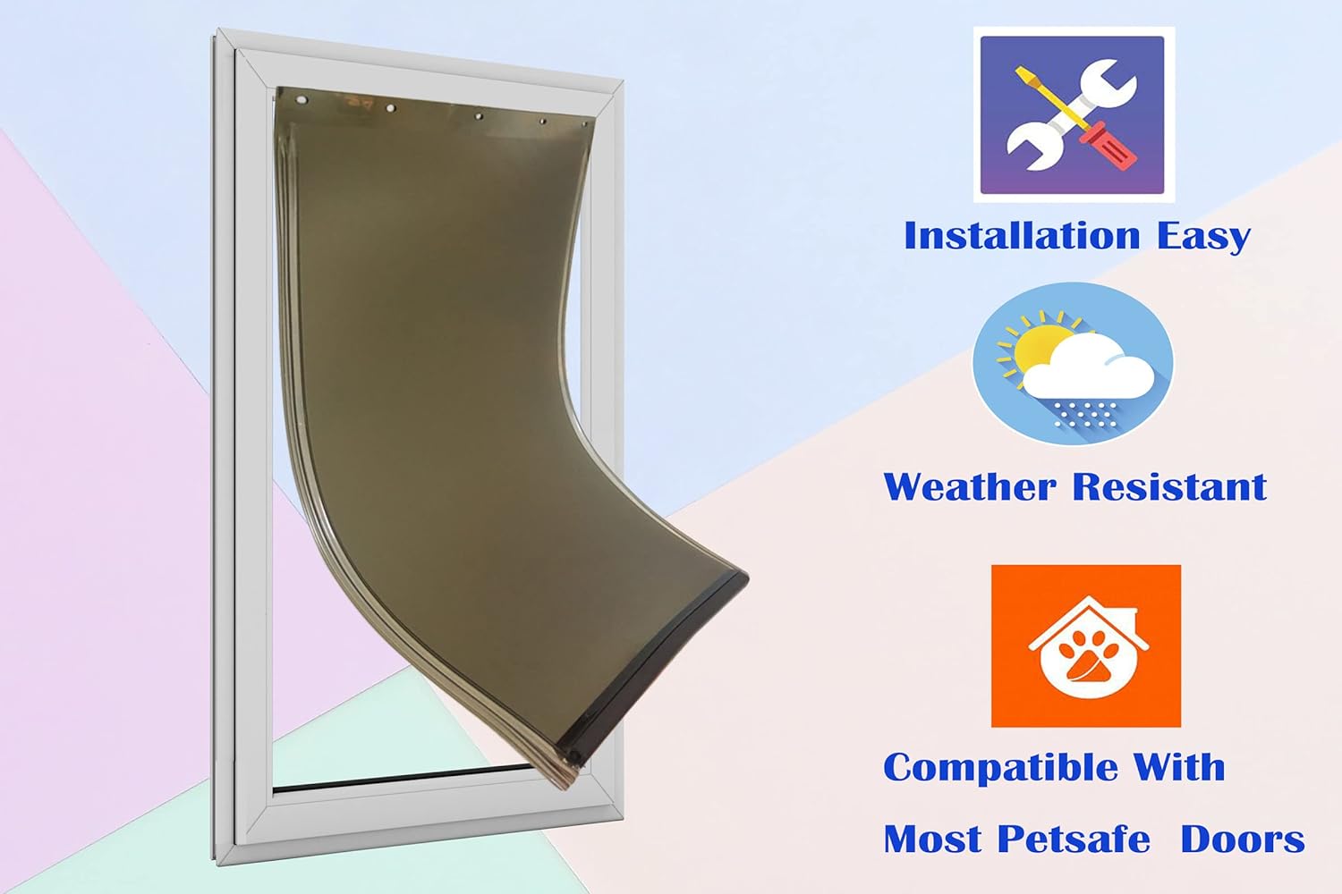 Large Dog Door Replacement Flap for PetSafe Freedom, Weather Resistant, 10 1/8" x 16 7/8" J410