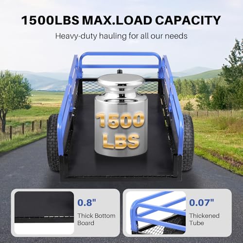 Heavy Duty Steel ATV Dump Trailer with Removable Sides, 1500 lb Capacity S6709