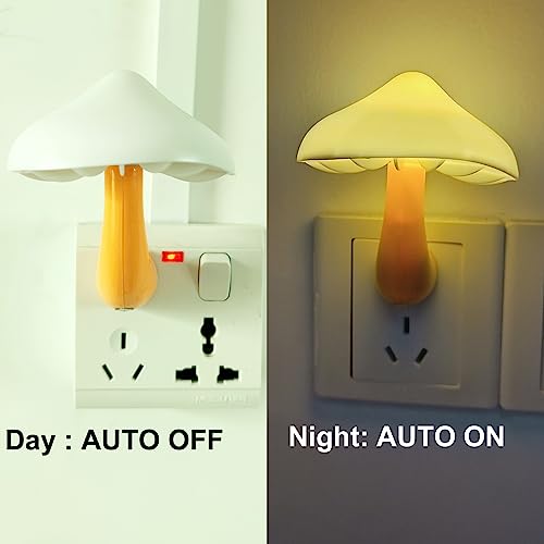 AUSAYE 5Pack Sensor LED Night Light Plug in Mushroom Lamp for Bedroom G797882