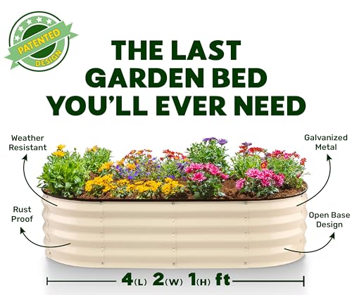 Galvanized Raised Garden Bed 4×2×1 ft Metal Planter Box for Vegetables, Flowers M146044