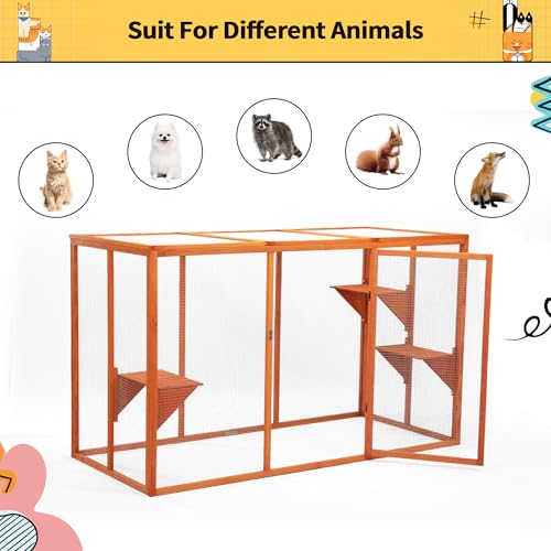 Catio Outdoor Cat Enclosure Weatherproof Wooden Grey Q380854