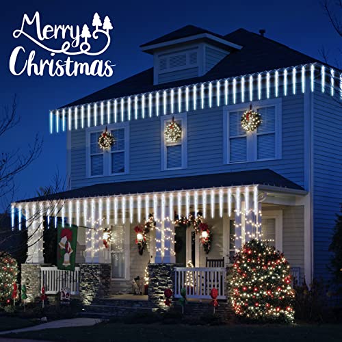 Brightown Christmas Meteor Shower Lights Outdoor 30ft 720 LED Waterproof Blue T277924