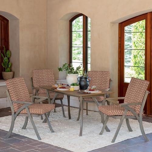Arden Outdoor Dining Chair Cushion, 20 x 20, Rain-Proof, Peacock Blue Green Texture J4105