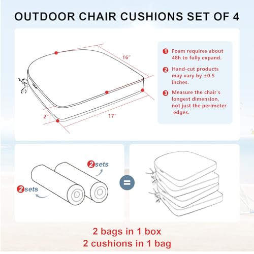 Favoyard Outdoor Chair Cushions 19"x19"x2" Set of 4 Waterproof U573530