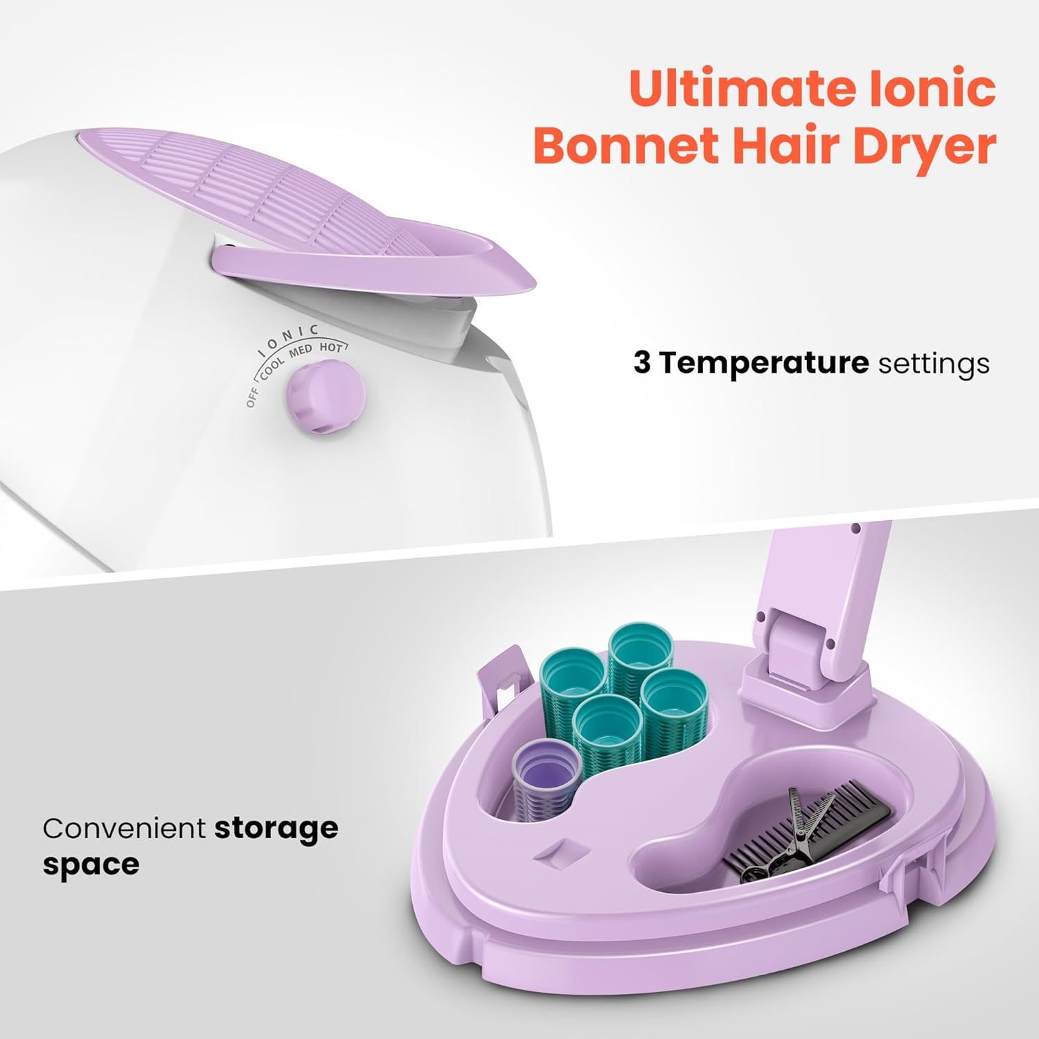 TASALON 1875W Ionic Hooded Hair Dryer with 3 Heating Settings for Home & Salon Y4638