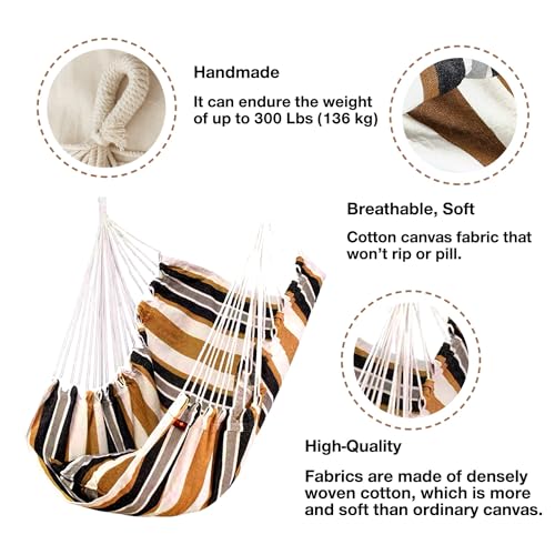 Hommtina Hammock Chair Hanging Rope Swing, Max 300 Lbs, Dark Gray W16807