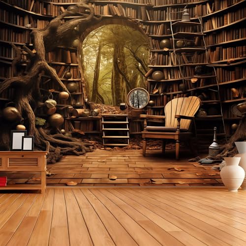 QGHOT Medieval Bookshelf Tapestry Vintage Library Wall Hanging P36533