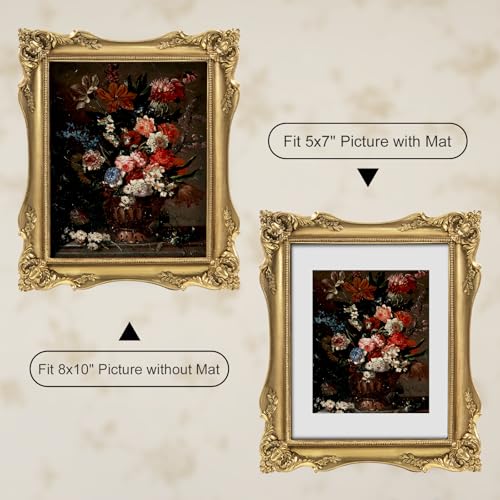 Black Vintage Picture Frame with Mat for 5x7 or 8x10 Photos E9622