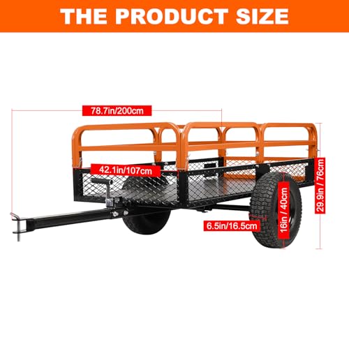 Heavy Duty Steel Dump Cart 1500 Lbs Utility Garden Trailer with Removable Sides P523